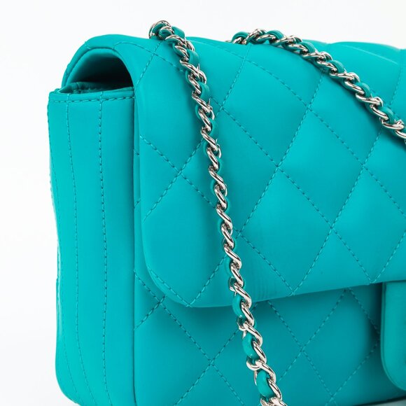 Chanel Teal Paris-Seoul Medium Lambskin Coco Rain Flap Bag - Picture 7 of 16